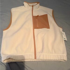 SO Kids Cream Fleece Vest with Tan Trim